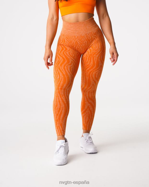 aptitud física mujer NVGTN HB2N2683 naranja quemada leggins sin costuras con cebra