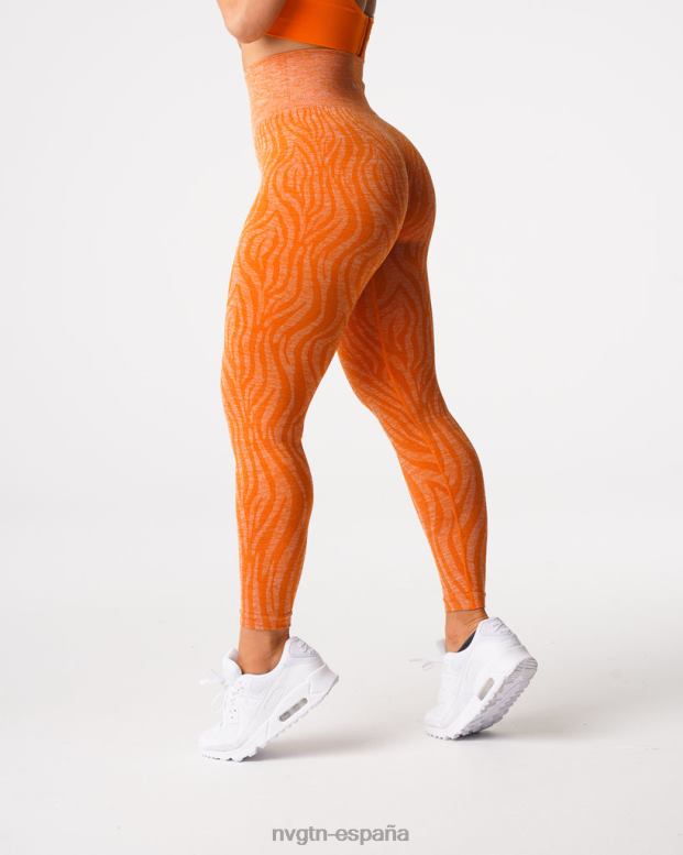 aptitud física mujer NVGTN HB2N2683 naranja quemada leggins sin costuras con cebra