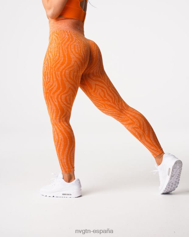 aptitud física mujer NVGTN HB2N2683 naranja quemada leggins sin costuras con cebra
