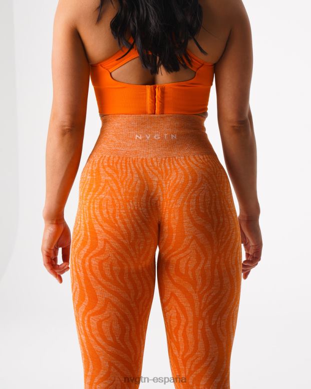 aptitud física mujer NVGTN HB2N2683 naranja quemada leggins sin costuras con cebra
