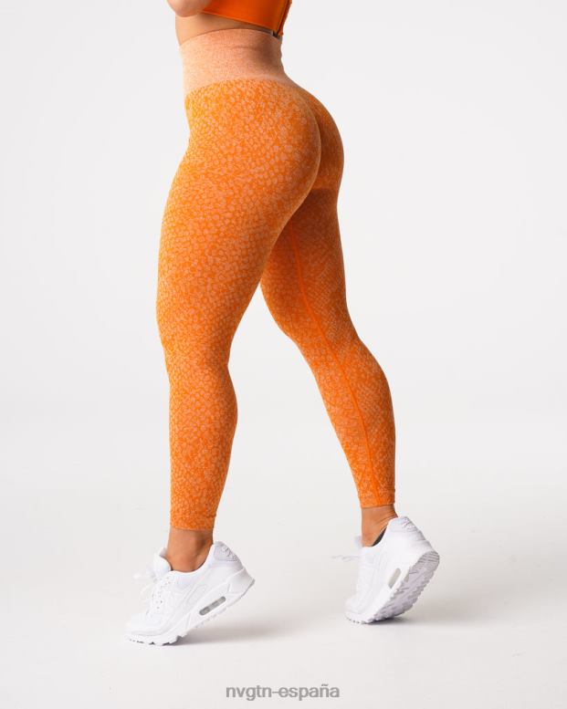 aptitud física mujer NVGTN HB2N2684 naranja quemada leggins sin costuras de piel de serpiente