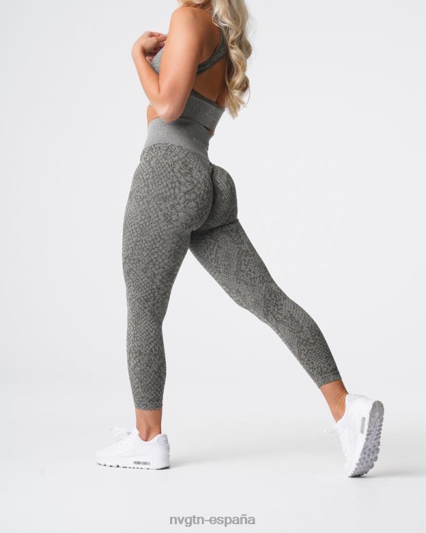 aptitud física mujer NVGTN HB2N2686 verde caqui leggins sin costuras de piel de serpiente