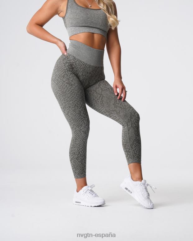 aptitud física mujer NVGTN HB2N2686 verde caqui leggins sin costuras de piel de serpiente
