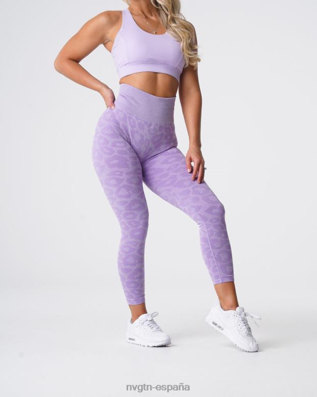 aptitud física mujer NVGTN HB2N2688 lila leggins sin costuras de leopardo