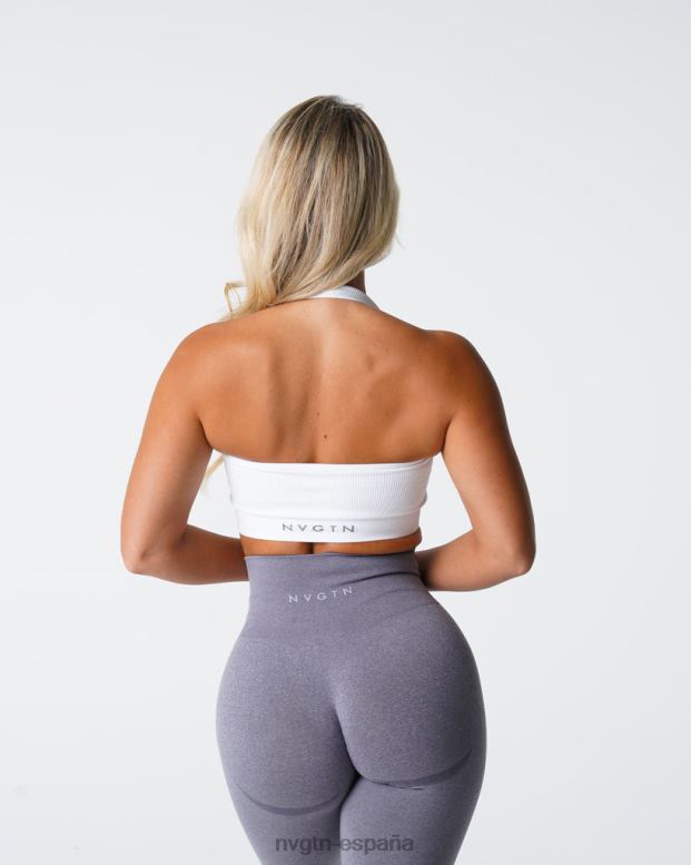 aptitud física mujer NVGTN HB2N2115 blanco sujetador halter sin costuras de canalé ilimitado