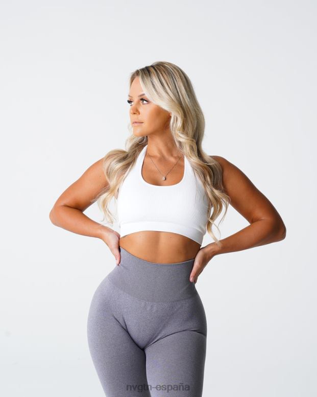 aptitud física mujer NVGTN HB2N2115 blanco sujetador halter sin costuras de canalé ilimitado