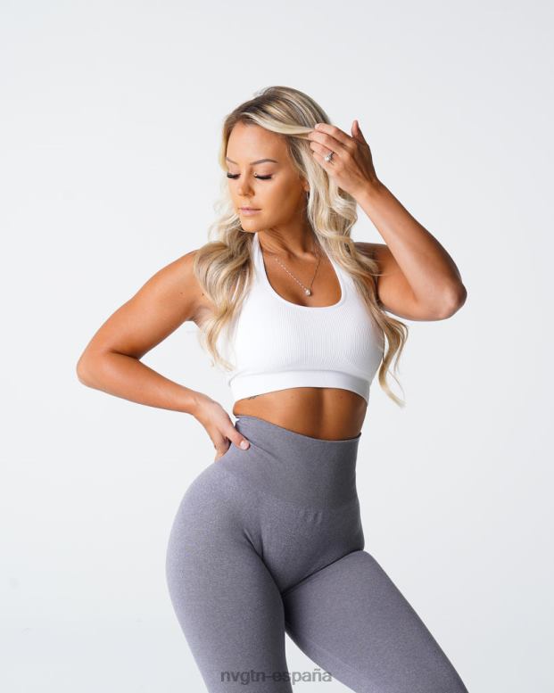 aptitud física mujer NVGTN HB2N2115 blanco sujetador halter sin costuras de canalé ilimitado