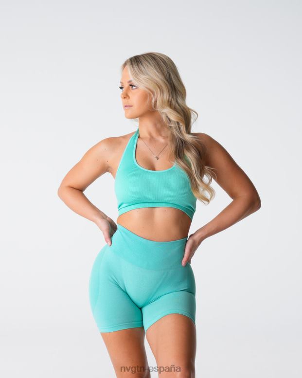 aptitud física mujer NVGTN HB2N2117 menta sujetador halter sin costuras de canalé ilimitado