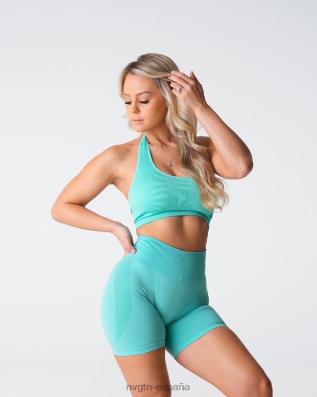 aptitud física mujer NVGTN HB2N2117 menta sujetador halter sin costuras de canalé ilimitado