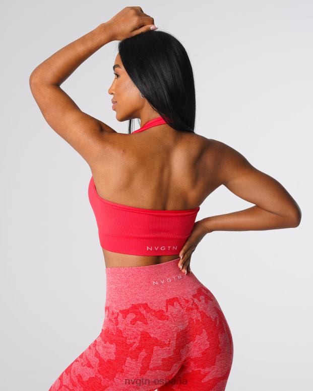 aptitud física mujer NVGTN HB2N2137 caramelo de manzana sujetador halter sin costuras de canalé ilimitado