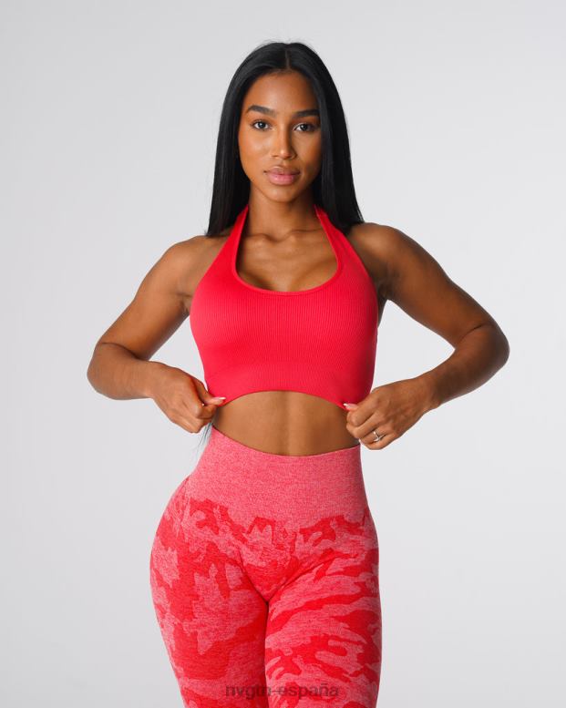 aptitud física mujer NVGTN HB2N2137 caramelo de manzana sujetador halter sin costuras de canalé ilimitado