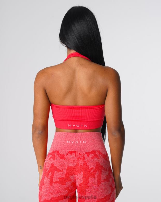 aptitud física mujer NVGTN HB2N2137 caramelo de manzana sujetador halter sin costuras de canalé ilimitado