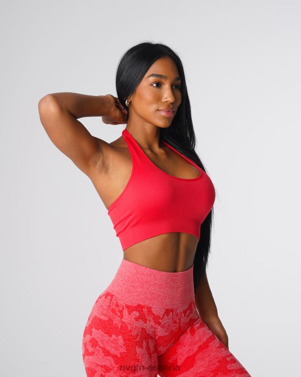 aptitud física mujer NVGTN HB2N2137 caramelo de manzana sujetador halter sin costuras de canalé ilimitado