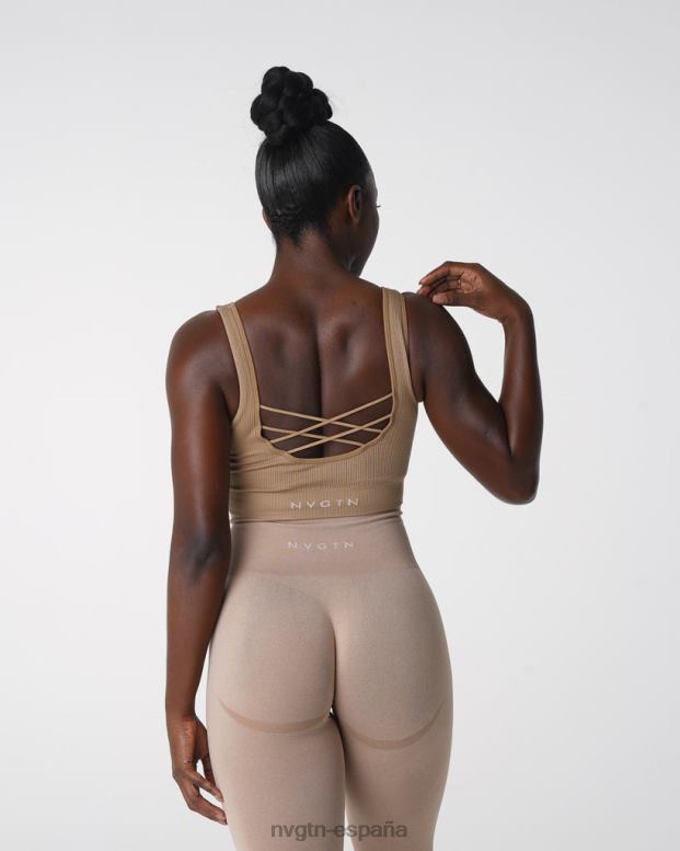 aptitud física mujer NVGTN HB2N2141 beige sujetador de canalé sin costuras Wish