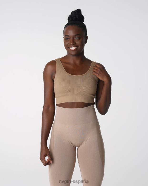 aptitud física mujer NVGTN HB2N2141 beige sujetador de canalé sin costuras Wish