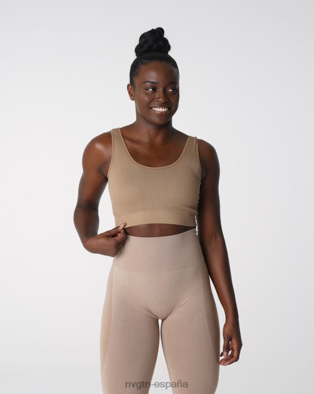 aptitud física mujer NVGTN HB2N2141 beige sujetador de canalé sin costuras Wish