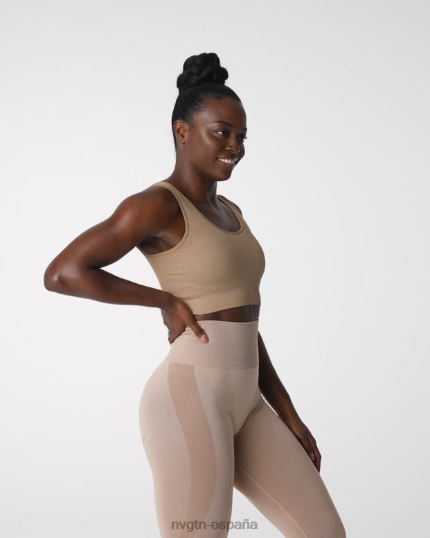 aptitud física mujer NVGTN HB2N2141 beige sujetador de canalé sin costuras Wish