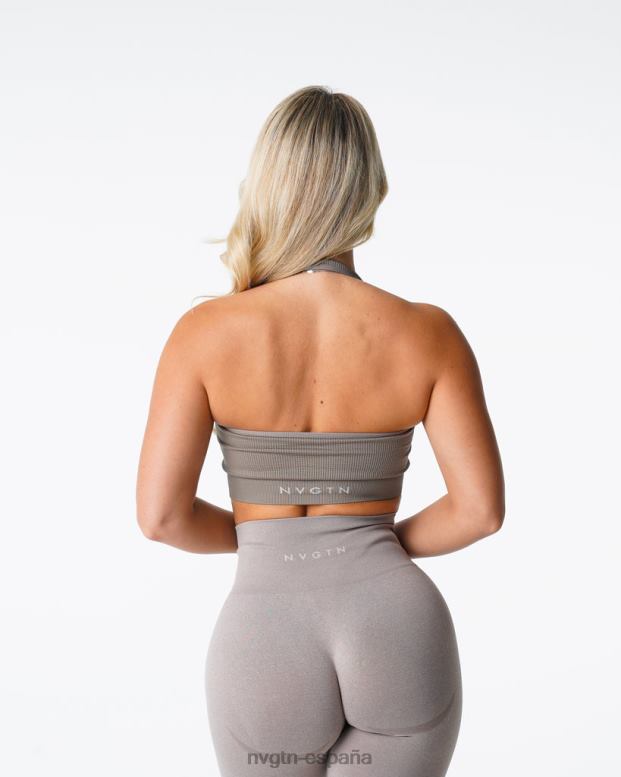 aptitud física mujer NVGTN HB2N2147 gris pardo sujetador halter sin costuras de canalé ilimitado