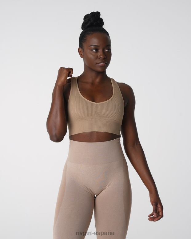 aptitud física mujer NVGTN HB2N2160 beige sujetador sin costuras de canalé galaxy