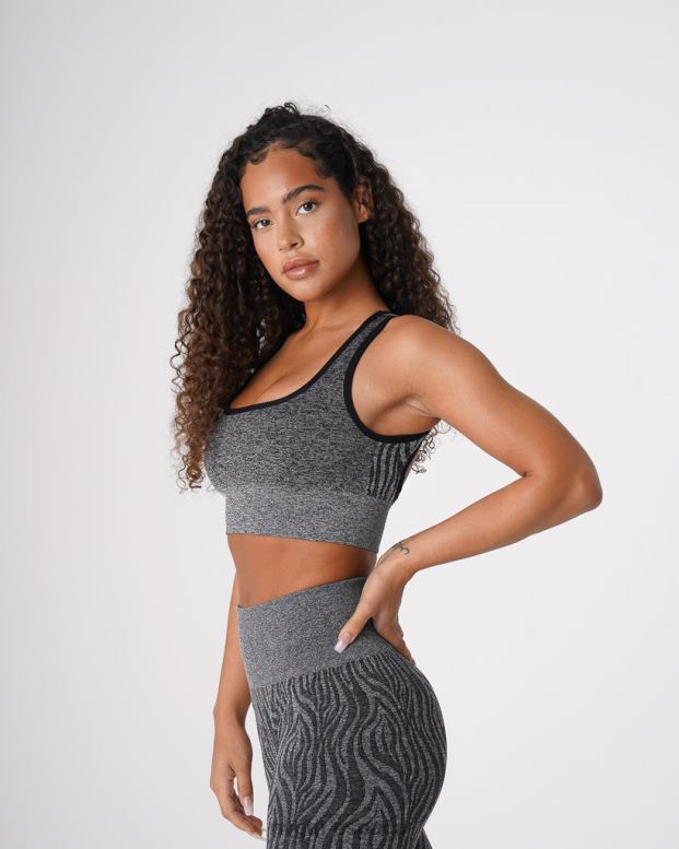 aptitud física mujer NVGTN HB2N2214 negro moteado sujetador sin costuras cebra eclipse