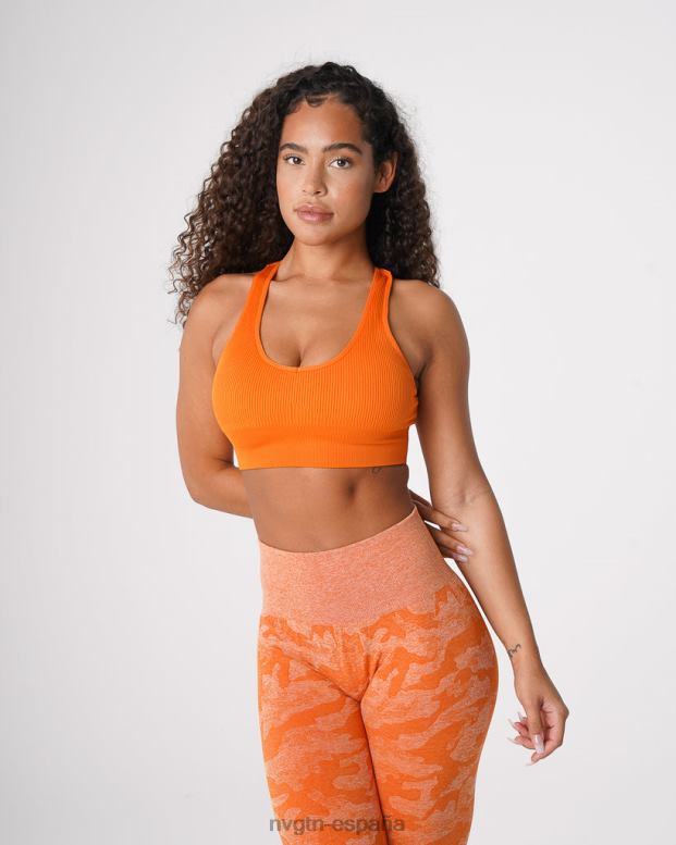 aptitud física mujer NVGTN HB2N266 naranja quemada sujetador sin costuras de canalé galaxy