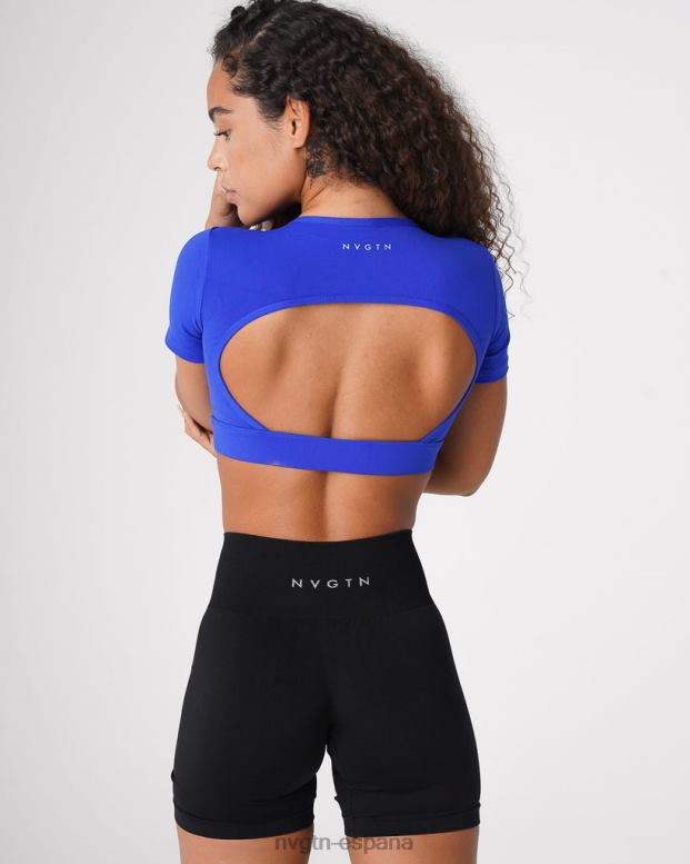 aptitud física mujer NVGTN HB2N2223 azul zafiro camiseta con espalda abierta