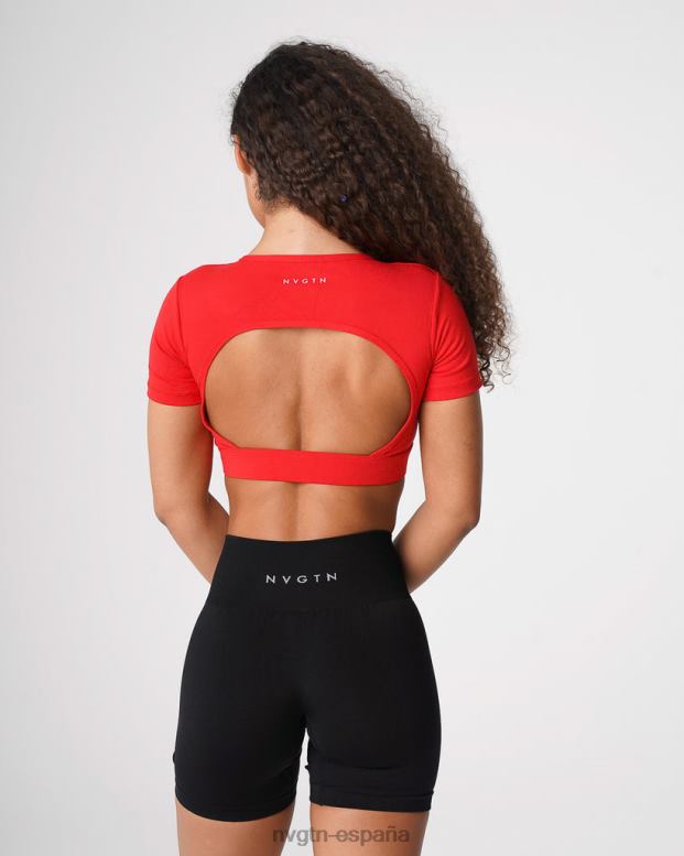 aptitud física mujer NVGTN HB2N2224 escarlata camiseta con espalda abierta