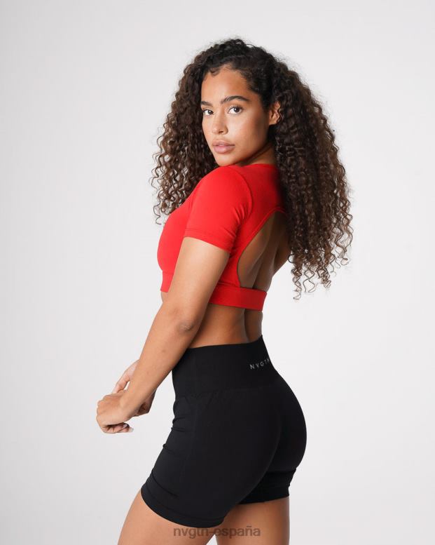 aptitud física mujer NVGTN HB2N2224 escarlata camiseta con espalda abierta