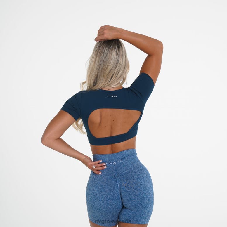 aptitud física mujer NVGTN HB2N2231 Azul marino camiseta con espalda abierta