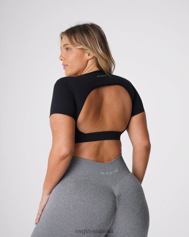 aptitud física mujer NVGTN HB2N277 negro camiseta con espalda abierta