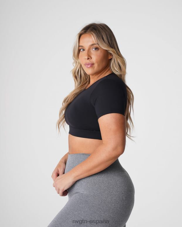 aptitud física mujer NVGTN HB2N277 negro camiseta con espalda abierta