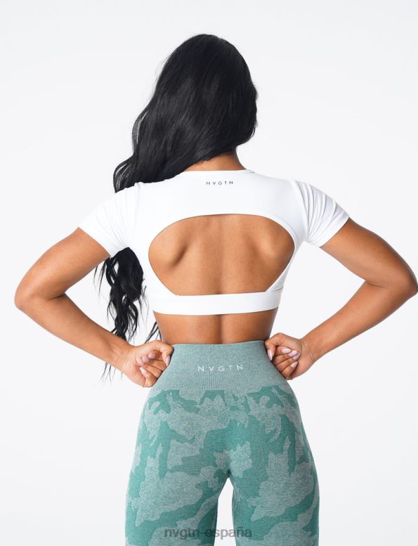 aptitud física mujer NVGTN HB2N278 blanco camiseta con espalda abierta