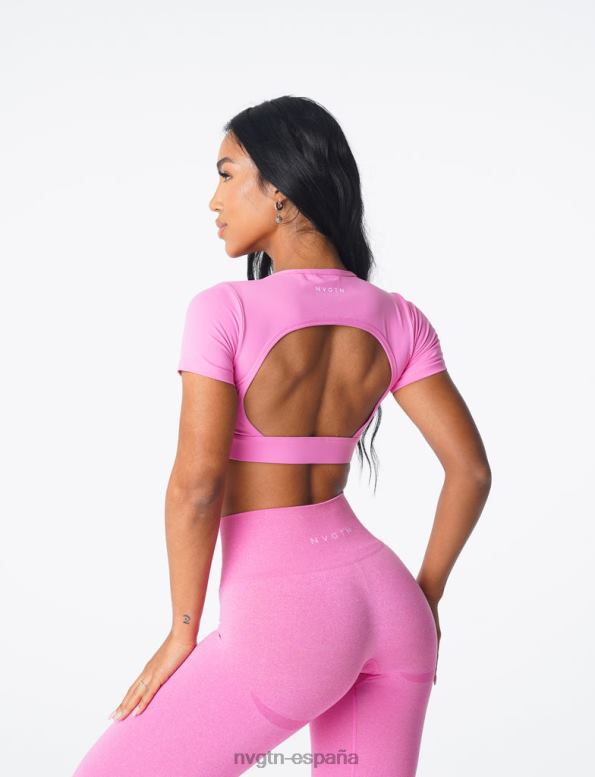 aptitud física mujer NVGTN HB2N279 chicle rosa camiseta con espalda abierta