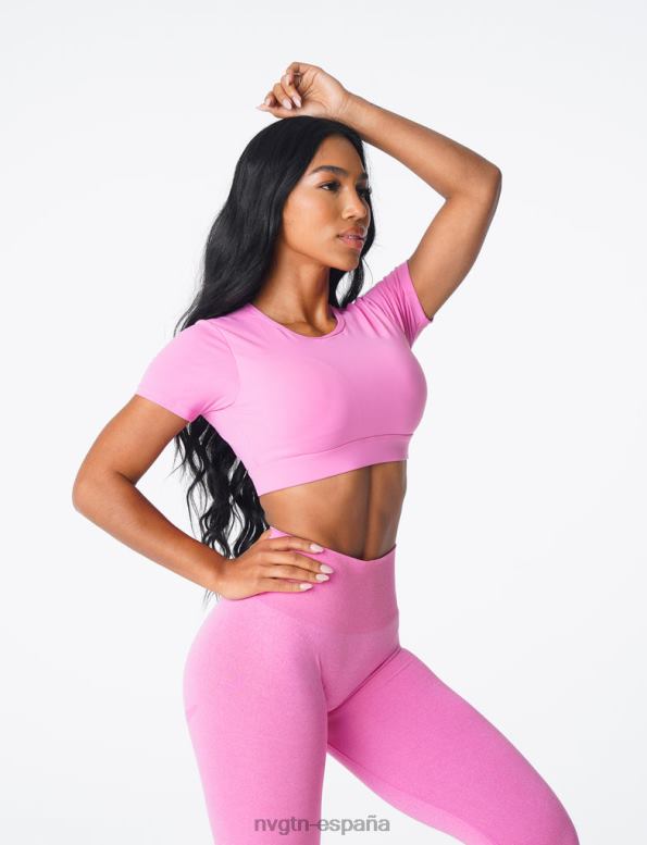 aptitud física mujer NVGTN HB2N279 chicle rosa camiseta con espalda abierta