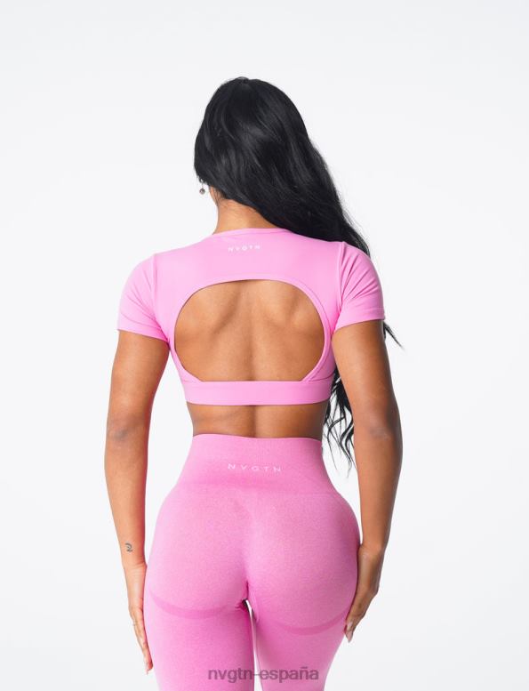 aptitud física mujer NVGTN HB2N279 chicle rosa camiseta con espalda abierta
