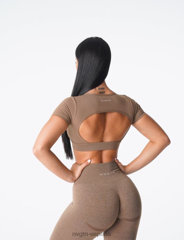 aptitud física mujer NVGTN HB2N280 moca camiseta con espalda abierta