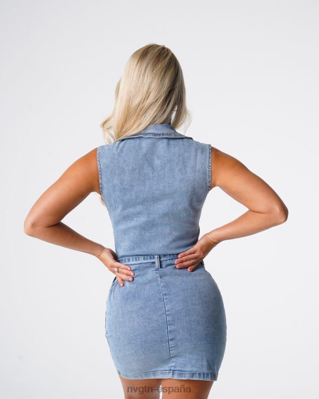 estilo de vida mujer NVGTN HB2N2720 lavado ligero minivestido vaquero dulce sorpresa