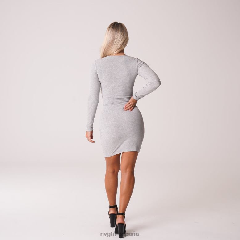 estilo de vida mujer NVGTN HB2N2724 gris vestido midi de canalé de Easy Daze
