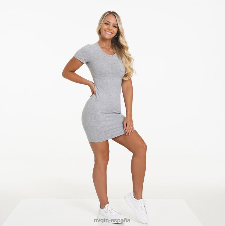 estilo de vida mujer NVGTN HB2N2734 gris vestido tipo camiseta con bolsillo